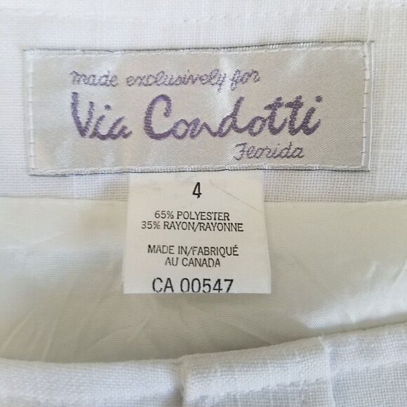 VIA CONDOTTI Vintage Career Skirt Womens Size 4 Classy White Knee Length Pleated - Picture 9 of 10